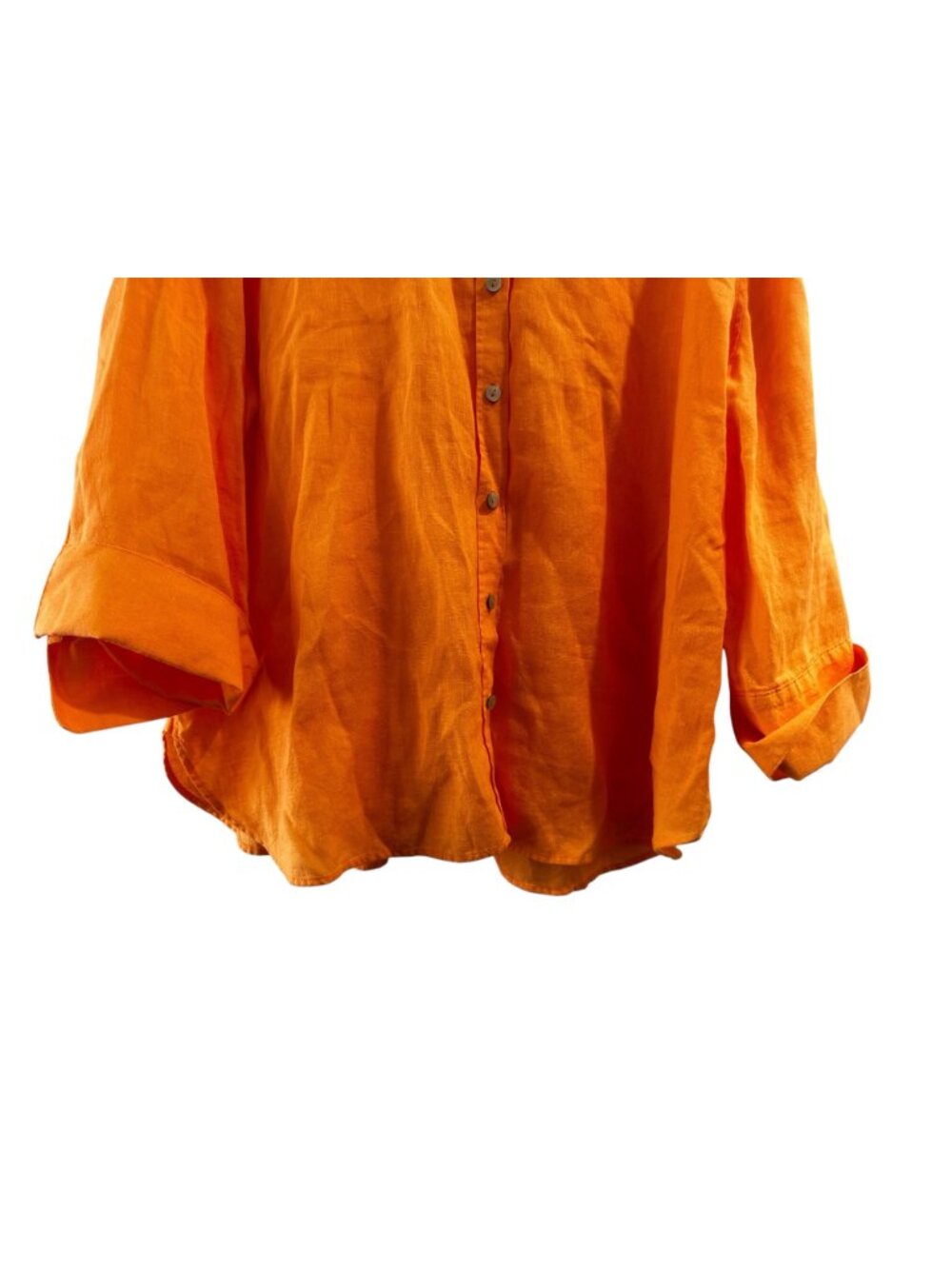 Chicos 100% Linen Button Down Shirt Tunic Womens 2XL 4 Orange Lagenlook Coastal - Picture 9 of 15